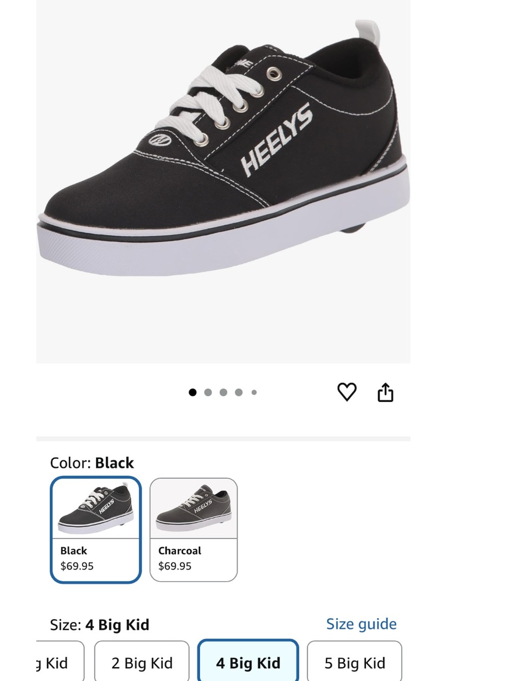 Heelys Black Canvas Low-Top Skate Sneaker with White Accents Size 4